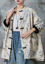 Load image into Gallery viewer, Casual Apricot Oversized Print Warm Fleece Coat Outwear Spring