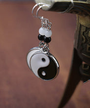 Load image into Gallery viewer, Casual Black And White Sterling Silver Jade Tai Chi Circular Drop Earrings