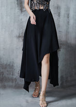 Load image into Gallery viewer, Casual Black Asymmetrical Silm Fit Chiffon Skirt Summer