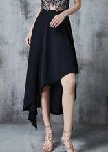 Load image into Gallery viewer, Casual Black Asymmetrical Silm Fit Chiffon Skirt Summer