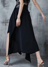 Load image into Gallery viewer, Casual Black Asymmetrical Silm Fit Chiffon Skirt Summer