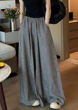 Load image into Gallery viewer, Casual Black Plaid Pockets Elastic Waist Wide Leg Pants