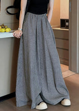 Load image into Gallery viewer, Casual Black Plaid Pockets Elastic Waist Wide Leg Pants