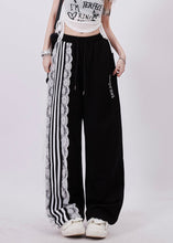 Load image into Gallery viewer, Casual Black Pockets High Waist Lace Up Patchwork Pants Summer