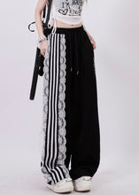 Load image into Gallery viewer, Casual Black Pockets High Waist Lace Up Patchwork Pants Summer