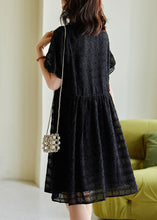 Load image into Gallery viewer, Casual Black Tasseled Plaid Chiffon Dress Summer