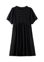 Load image into Gallery viewer, Casual Black Tasseled Plaid Chiffon Dress Summer