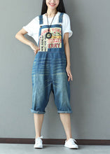 Load image into Gallery viewer, Casual Blue Oversized Applique Cotton Denim Jumpsuit Spring