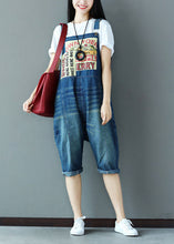 Load image into Gallery viewer, Casual Blue Oversized Applique Cotton Denim Jumpsuit Spring