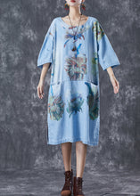 Load image into Gallery viewer, Casual Blue Oversized Patchwork Pockets Denim Party Dress Summer