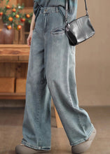 Load image into Gallery viewer, Casual Blue Pockets High Waist Denim Wide Leg Pants Spring