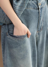 Load image into Gallery viewer, Casual Blue Pockets High Waist Denim Wide Leg Pants Spring