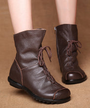 Load image into Gallery viewer, Casual Brown Splicing Lace Up Boots