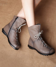 Load image into Gallery viewer, Casual Brown Splicing Lace Up Boots