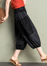 Load image into Gallery viewer, Casual Cozy Black Pockets Patchwork Cotton Lantern Pants Summer