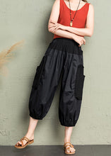 Load image into Gallery viewer, Casual Cozy Black Pockets Patchwork Cotton Lantern Pants Summer