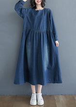 Load image into Gallery viewer, Casual Denim Blue Patchwork Long Dress Long Sleeve