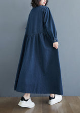 Load image into Gallery viewer, Casual Denim Blue Patchwork Long Dress Long Sleeve