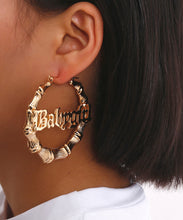 Load image into Gallery viewer, Casual Gold Metal Alloy Bamboo Joint Hoop Earrings