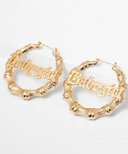 Load image into Gallery viewer, Casual Gold Metal Alloy Bamboo Joint Hoop Earrings