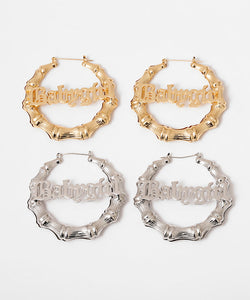 Casual Gold Metal Alloy Bamboo Joint Hoop Earrings