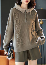 Load image into Gallery viewer, Casual Grey Hooded Patchwork Knit Sweatshirts Top Winter