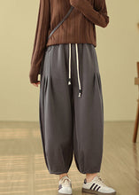 Load image into Gallery viewer, Casual Grey Pockets Elastic Waist Warm Fleece Pants Winter