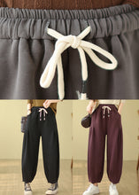 Load image into Gallery viewer, Casual Grey Pockets Elastic Waist Warm Fleece Pants Winter