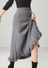 Load image into Gallery viewer, Casual Grey Ruffled Exra Large Hem Knit Skirts Spring