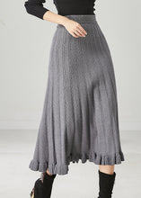 Load image into Gallery viewer, Casual Grey Ruffled Exra Large Hem Knit Skirts Spring