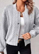 Load image into Gallery viewer, Casual Grey Stand Collar Jacquard Cotton Jackets Fall