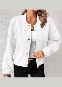 Casual Grey Stand Collar Jacquard Cotton Jackets Fall