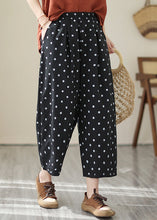 Load image into Gallery viewer, Casual Khaki Dot Pockets Elastic Waist Cotton Crop Pants Fall