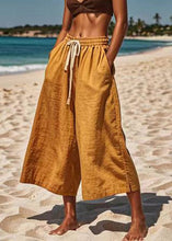 Load image into Gallery viewer, Casual Khaki Patchwork Elastic Waist Wide Leg Pants