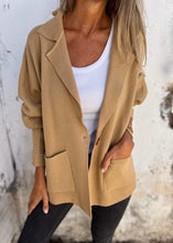 Load image into Gallery viewer, Casual Khaki Peter Pan Collar Pockets Coats Fall