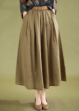 Load image into Gallery viewer, Casual Khaki Pockets High Waist Linen Skirts Summer