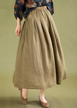 Load image into Gallery viewer, Casual Khaki Pockets High Waist Linen Skirts Summer