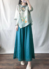 Load image into Gallery viewer, Casual Light Green O-Neck Print Shirts And Maxi Skirts Two Pieces Set Summer