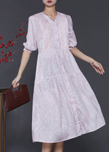 Load image into Gallery viewer, Casual Light Purple Print Wrinkled Cotton Dress Summer