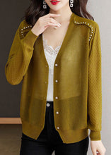 Load image into Gallery viewer, Casual Matcha Colour V Neck Nail Bead Button Ice Size Knit Cardigan Summer