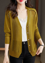 Load image into Gallery viewer, Casual Matcha Colour V Neck Nail Bead Button Ice Size Knit Cardigan Summer