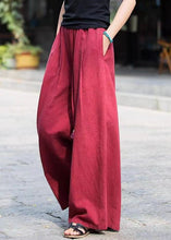 Load image into Gallery viewer, Casual Mulberry Pockets Elastic Waist Cotton Wide Leg Pants Summer