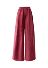 Load image into Gallery viewer, Casual Mulberry Pockets Elastic Waist Cotton Wide Leg Pants Summer