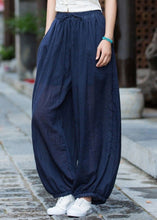 Load image into Gallery viewer, Casual Navy Pockets Elastic Waist Cotton Lantern Pants Summer