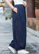 Load image into Gallery viewer, Casual Navy Pockets Elastic Waist Cotton Lantern Pants Summer