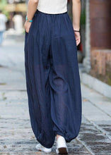 Load image into Gallery viewer, Casual Navy Pockets Elastic Waist Cotton Lantern Pants Summer