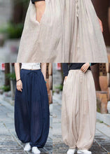 Load image into Gallery viewer, Casual Navy Pockets Elastic Waist Cotton Lantern Pants Summer