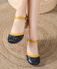 Load image into Gallery viewer, Casual Navy Splicing Buckle Strap Sheepskin Chunky Sandals