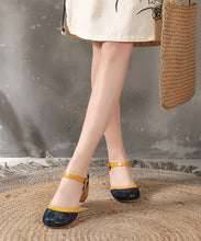 Load image into Gallery viewer, Casual Navy Splicing Buckle Strap Sheepskin Chunky Sandals