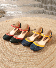 Load image into Gallery viewer, Casual Navy Splicing Buckle Strap Sheepskin Chunky Sandals